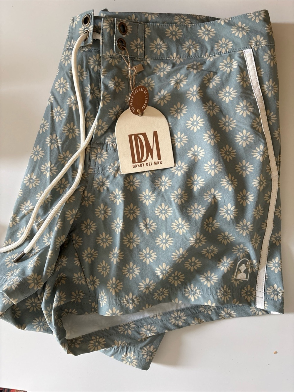 Dandy Del Mar Men's Blue Daisy Print Swim Shorts NWT size 33